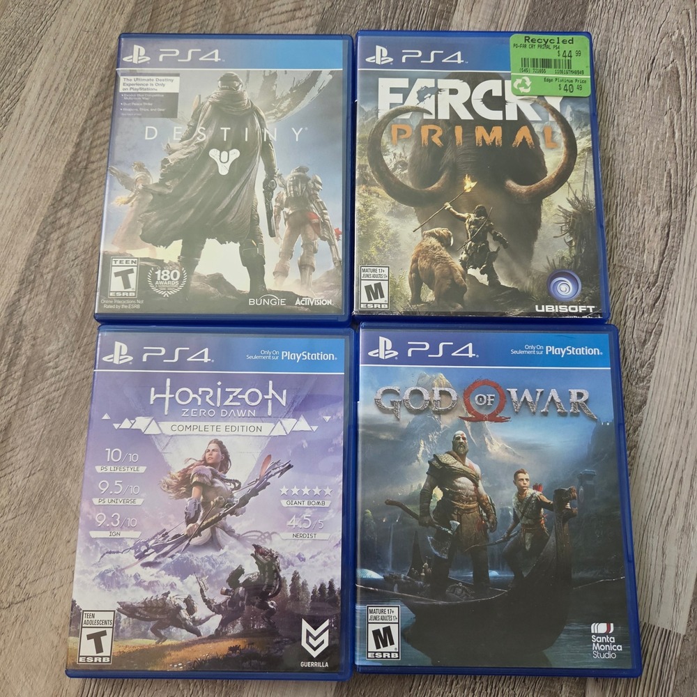 PS4 Game Lot God of War Horizon Zero Dawn Far Cry Primal Destiny Bundle